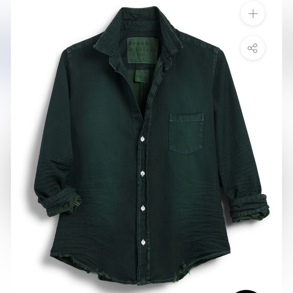 Frank & Eileen Tops - Frank Eileen “Eileen” Relaxed Button-Up Shirt S   famous denim Indigo Green RARE